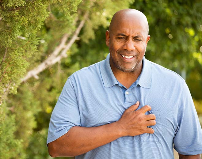 man with chest pain